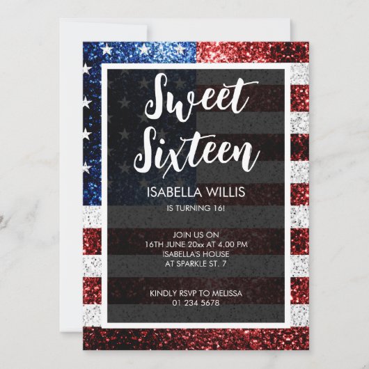 Amerikaanse vlag rode blauwe witte sparken Sweet 1 Kaart (Voorkant)