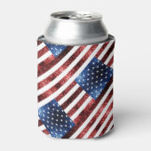 Amerikaanse vlag rode en blauwe mousserende glitte blikjeskoeler (Blikje Voorkant)