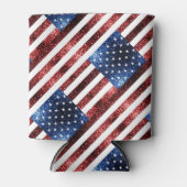 Amerikaanse vlag rode en blauwe mousserende glitte blikjeskoeler (Voorkant)