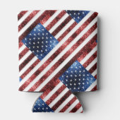 Amerikaanse vlag rode en blauwe mousserende glitte blikjeskoeler (Achterkant)