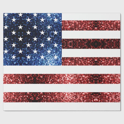 Amerikaanse vlag rode en blauwe mousserende glitte cadeaupapier (Vlak)