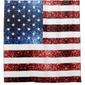 Amerikaanse vlag rode en blauwe mousserende glitte douchegordijn (Voorkant)