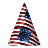 Amerikaanse vlag rode en blauwe mousserende glitte feesthoedjes (Links)