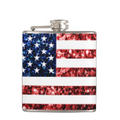 Amerikaanse vlag rode en blauwe mousserende glitte heupfles (Voorkant)