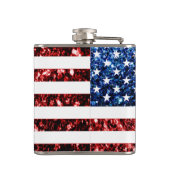 Amerikaanse vlag rode en blauwe mousserende glitte heupfles (Achterkant)