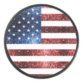 Amerikaanse vlag rode en blauwe mousserende glitte hockey puck (Voorkant)