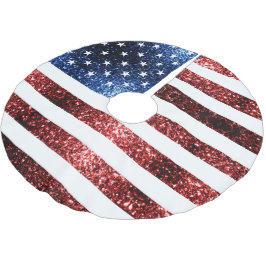 Amerikaanse vlag rode en blauwe mousserende glitte kerstboom rok