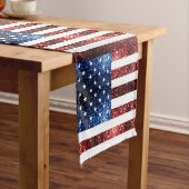 Amerikaanse vlag rode en blauwe mousserende glitte korte tafelloper (Voorbeeld)