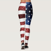 Amerikaanse vlag rode en blauwe mousserende glitte leggings (Achterkant)