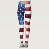 Amerikaanse vlag rode en blauwe mousserende glitte leggings (Voorkant)