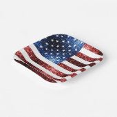 Amerikaanse vlag rode en blauwe mousserende glitte papieren bordje (Gebogen)