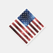 Amerikaanse vlag rode en blauwe mousserende glitte servet (Hoek)