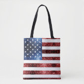 Amerikaanse vlag rode en blauwe mousserende glitte tote bag (Voorkant)