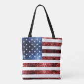 Amerikaanse vlag rode en blauwe mousserende glitte tote bag (Achterkant)