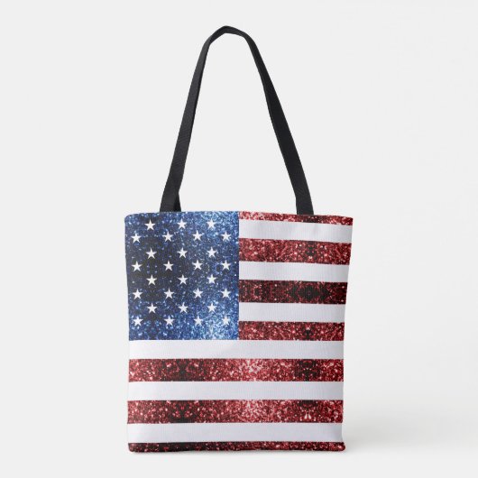 Amerikaanse vlag rode en blauwe mousserende glitte tote bag (Achterkant)