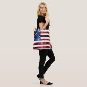 Amerikaanse vlag rode en blauwe mousserende glitte tote bag (Op model)