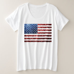Amerikaanse vlag rode en blauwe muggen grote maat t-shirt