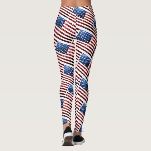Amerikaanse vlag rode en blauwe muggenspatroon leggings (Achterkant)