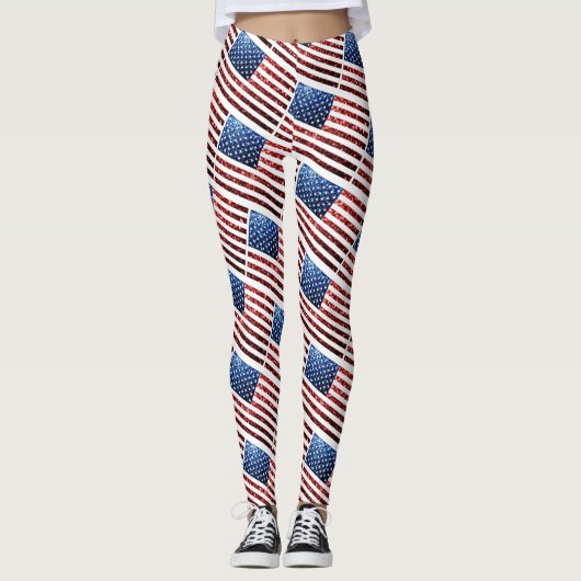 Amerikaanse vlag rode en blauwe muggenspatroon leggings (Voorkant)
