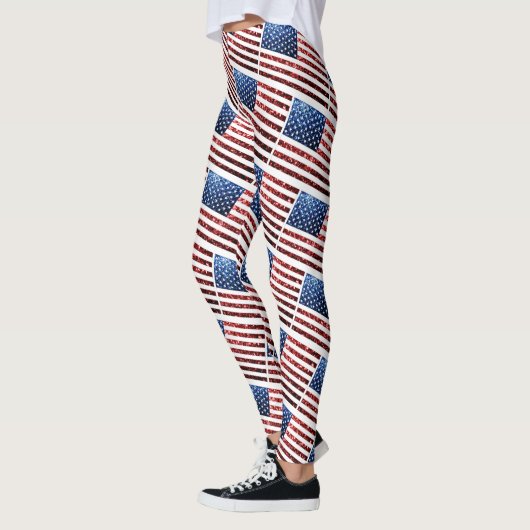 Amerikaanse vlag rode en blauwe muggenspatroon leggings (Links)