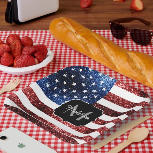 Amerikaanse vlag rode en blauwe muggenzifters papieren bordje (Picknick)