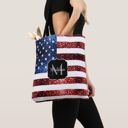 Amerikaanse vlag rode en blauwe muggenzifters tote bag (Dichtbij)