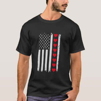 Amerikaanse vlag Rode harten US Patriottische lief T-shirt
