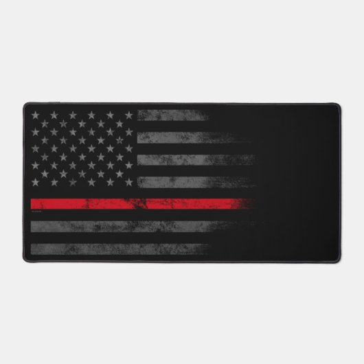 Amerikaanse vlag rode lijn eerste responder bureaumat (Voorkant)