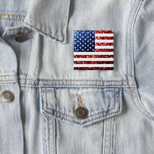 Amerikaanse vlag rode snuitjes vierkante button 5,1 cm (In situ)