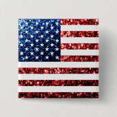 Amerikaanse vlag rode snuitjes vierkante button 5,1 cm (Voorkant)