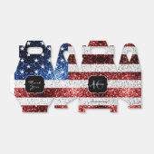 Amerikaanse vlag rode witte blauwe sparken glitter bedankdoosjes (Uitgevouwen)
