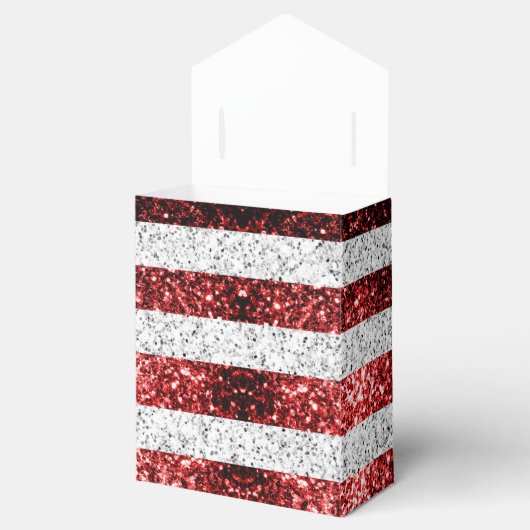 Amerikaanse vlag rode witte blauwe sparken glitter bedankdoosjes (Geopend)