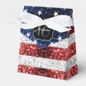 Amerikaanse vlag rode witte blauwe sparken glitter bedankdoosjes (Voorkant Zijde)