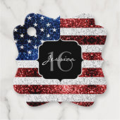 Amerikaanse vlag rode witte blauwe sparken glitter bedankjes labels (Voorkant)