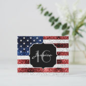 Amerikaanse vlag rode witte blauwe sparken glitter briefkaart (Staand voorkant)
