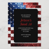 Amerikaanse vlag rode witte blauwe sparken glitter kaart (Voorkant / Achterkant)