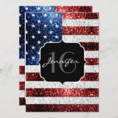 Amerikaanse vlag rode witte blauwe sparken glitter kaart (Voorkant / Achterkant)
