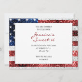 Amerikaanse vlag rode witte blauwe sparken glitter kaart (Achterkant)