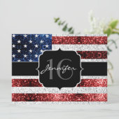 Amerikaanse vlag rode witte blauwe sparken glitter kaart (Staand voorkant)