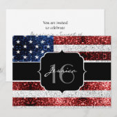 Amerikaanse vlag rode witte blauwe sparken glitter kaart (Voorkant / Achterkant)