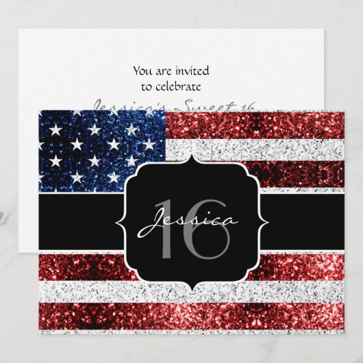 Amerikaanse vlag rode witte blauwe sparken glitter kaart (Voorkant / Achterkant)