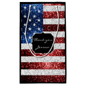 Amerikaanse vlag rode witte blauwe sparken glitter klein cadeauzakje (Achterkant)