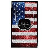 Amerikaanse vlag rode witte blauwe sparken glitter klein cadeauzakje (Voorkant)