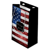 Amerikaanse vlag rode witte blauwe sparken glitter klein cadeauzakje (Achterkant Gekanteld)