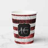 Amerikaanse vlag rode witte blauwe sparken glitter papieren bekers (Achterkant)