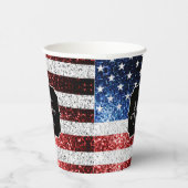 Amerikaanse vlag rode witte blauwe sparken glitter papieren bekers (Rechts)