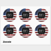 Amerikaanse vlag rode witte blauwe sparken glitter ronde sticker (Vel)