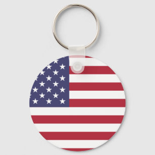 Amerikaanse vlag rode witte en blauwe Button Sleutelhanger