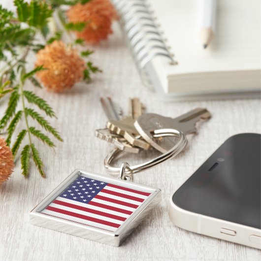 Amerikaanse vlag rode witte en blauwe sleutelhange sleutelhanger (Zijkant)