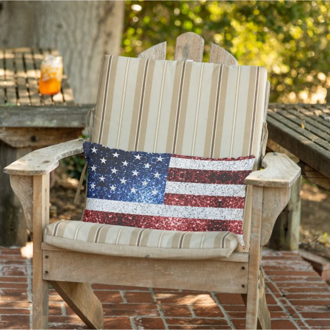 Amerikaanse vlag rode witte snuitjes buitenkussen (Stoel)